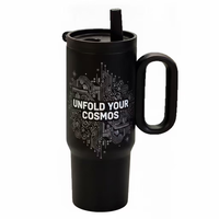 Vaso de Acero Inoxidable 316 de Gran Capacidad (40 oz) con Asa y Pajita, Diseños Motivacionales y con Estampados de Naturaleza