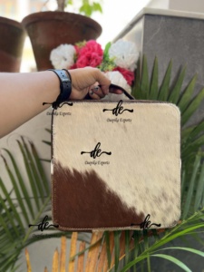 New Design Cowhide Leather Stylish Makeup Cosmetic Storage Box Hair on Hide Handmade Makeup Box ,<b>Vanity</b> Bathroom Organizer Box - Product Image 2