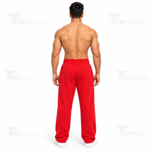 Pantalon de jogging décontracté pour homme Tiierwear en coton rouge avec taille élastique, cordon de serrage et poches, respirant - Product Image 3