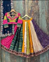 Ensemble Lehenga brodé à blocs de couleurs, vêtements indiens et pakistanais, style Banarasi, tenue de fête pour cérémonie de mariage
