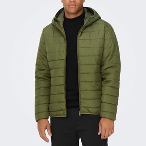 Chaqueta Acolchada Ligera para Hombre, con Cierre Completo, Resistente al Agua, Color Verde, Diseño Personalizado - Product Image 4