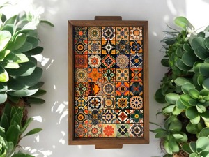 Bandeja de Madera Estampada Estilo Escandinavo, Bandeja de Madera Clara Estampada para Diseño de Interiores Nórdico, Suministro al por Mayor de Platos para Servir - Product Image 3