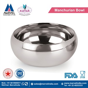 Tazón Redondo de Acero Inoxidable con Acabado Espejo, Diseño Minimalista, Apto para Lavavajillas, Tazón para Servir Alimentos de Uso Doméstico, MANCHURIAN WATI - Product Image 2
