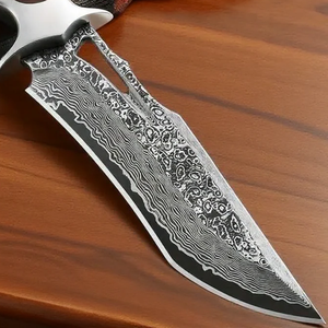 Couteau de survie Bowie Edge Master, fabrication artisanale, qualité industrielle/DIY, lame en acier damas inoxydable de 11 pouces, manche en bois - Product Image 3