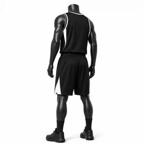 Tenue de basketball unisexe : Maillot à manches courtes et short à taille élastique – Ensemble deux pièces respirant et à séchage rapide pour une performance athlétique optimale - Product Image 2