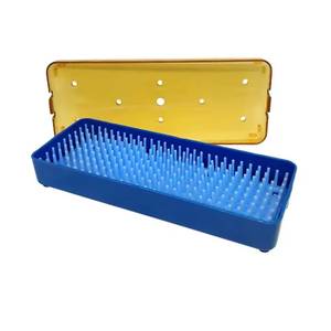 Blue Plastic <b>Needle</b> Holder <b>Case</b> With Yellow Lid Reusable For Laboratory Use - Product Image 3