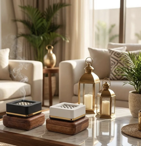 Ensemble Mabkhara Blanc Luxe Royals, Brûleur d'Encens Arabe Bakhoor, Finition Noire Mate Moderne, Parfum d'Ambiance Élégant pour la Maison, Fournisseur OEM ODM - Product Image 2