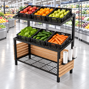 NEWTEK Estante Metálico de 5 Niveles para Exhibición de Frutas, Resistente, con Cestas, Rejilla, Porta Bolsas, Independiente, con Recubrimiento de Polvo Epoxi - Product Image 5