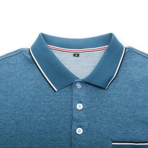 Polo en coton tricoté respirant avec logo brodé personnalisé, taille plus pour homme - Product Image 2