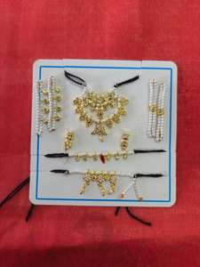 Conjunto de Joyería Religiosa Artesanal de Radha Krishna, Chapado en Oro de Imitación, Collar y Cinturón para Danza - Product Image 5