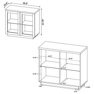Vitrina moderna de madera con estantes de vidrio y puertas dobles para muebles de sala de estar, uso en interiores. - Product Image 6