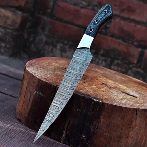Cuchillo de chef Black Smith 1987 de acero de Damasco, mango de 13 pulgadas de madera Pakka con refuerzo de latón - Product Image 5