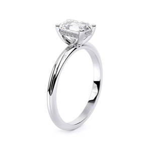 Anillo de Compromiso Solitario de Oro Sólido de 14K con Diamante Cultivado en Laboratorio de Corte Esmeralda, Certificado IGI, Chapado en Rodio, Corte Escalonado, Minimalista y Elegante - Product Image 5