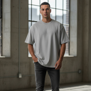 T-shirt Oversize Personnalisé Homme Streetwear Coton Lourd 100% Coton Uni Épaules Tombantes Unisexe Tee-shirt Coton Personnalisé - Product Image 6