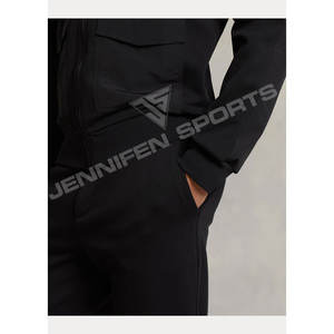 Ensemble de survêtement en molleton de coton noir pour homme, coupe oversize, avec cordon de serrage, logo personnalisé, haute qualité, idéal pour l'hiver, vente en gros - Product Image 2