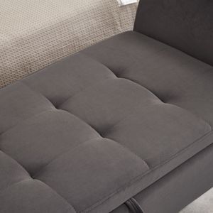 Panca letto in velluto grigio da 51,5 pollici con contenitore per arredamento soggiorno - Product Image 5