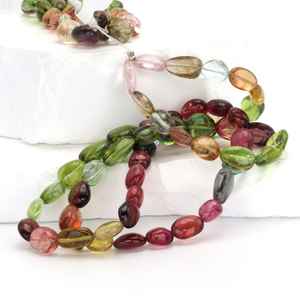 Cuentas Ovaladas Lisas de Turmalina Sandía, Hilo de Cuentas de Piedras Preciosas Naturales para Fabricación de Joyas, Suministros para Manualidades, Cuentas DIY - Product Image 2