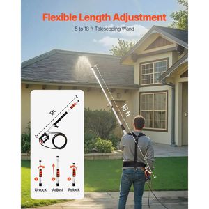 18 ft Telescoping Spray Wand with Brush Head Pressure Washer <b>Cleaning</b> <b>Tool</b> - Product Image 2