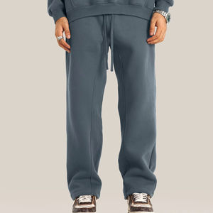 High Quality French Terry Cotton Oversized Baggy Sweatpants Custom Straight Curved Striped <b>Trousers</b> with <b>Drawstring</b> Rope - Product Image 1