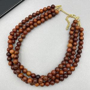 MN Exports Handmade Wooden Geometric Christian Boho Style Pendant <b>Necklace</b> with Pave Setting for Women Wedding <b>Statement</b> Jewelry - Product Image 3