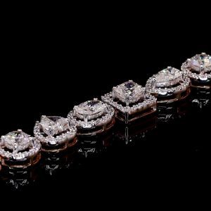 Multi Shape Halo Lab Grown Diamond Tennis <b>Bracelet</b> Rose Gold 925 Sterling <b>Silver</b> 10K 14K 18K <b>Solid</b> Gold Fine Jewelry Supplier - Product Image 2