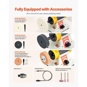 Pulidora de Banco de 1/2 HP, 0-8000 RPM, Máquina de Pulir Metal con Rueda de Tela de 4 Pulgadas, Pulidora de 3 Pulgadas para Metal - Product Image 4