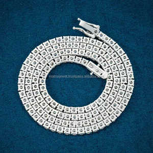 Meilleure vente Vvs1 Vs1 Clarity Round Cut Moissanite Chaîne de tennis en diamant plaqué or jaune pour mariage et fête - Product Image 3