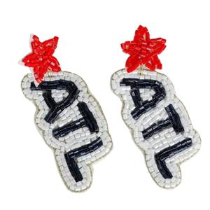 Bijoux fantaisie broderie perlée TEXAS TECH boucle d'oreille du jour du jeu avec un beau design fait à la main à la mode Top choix gentillesse de l'Inde - Product Image 2