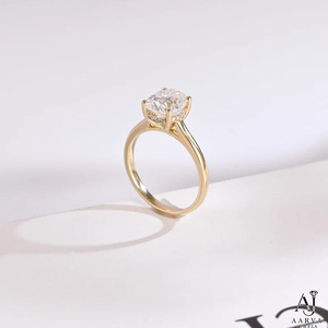 แหวนหมั้นทรงรีประดับโมอิสซาไนต์ คลาสสิก ชุบทอง 14K เงินแท้ 925 ของขวัญวันครบรอบแต่งงานสำหรับผู้หญิง - Product Image 2