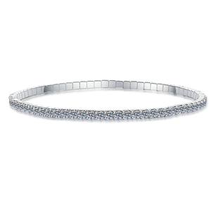 925 Sterling Silver Moissanite Bracelet Set of 2 Thin Sparkling Chain Layered Stackable <b>Gift</b> for Women Girls - Product Image 1