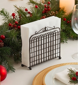 Support de présentation de serviettes en fil métallique noir thermolaqué fait main pour rangement de boîtes à mouchoirs, organisation maison et cuisine - Product Image 6