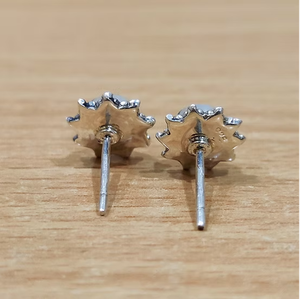 Dainty Bridesmaid Blue Topaz <b>Stud</b> Earrings 925 <b>Silver</b> Starburst Minimalist Wedding Bridal Party Jewelry Gift - Product Image 3