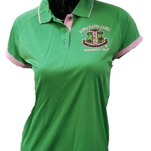 เสื้อโปโลสีเขียวชมพู Dri Fit สำหรับผู้หญิง แขนสั้น เสื้อกีฬาปักตัวอักษร สไตล์ลำลอง ชุดกอล์ฟ ชุดทีม แฟชั่น - Product Image 1