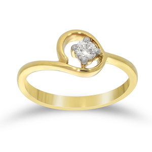 Minimalist Yellow Gold Diamond <b>Ring</b> <b>Thin</b> Band with Solitaire Diamond Subtle Bypass Design Everyday Wear - Product Image 1