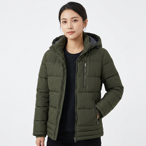 Men's Hooded Streetwear <b>Jacket</b> Winter Thick <b>Warm</b> Zipper Front Casual Olive Green Polyester Wadding Stand Collar <b>Waterproof</b> - Product Image 4