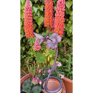 Escultura Decorativa de Hierro Fundido con Pétalos de Rosa, Ramas y Colibrí para Jardín, Decoración de Casa de Campo, Accesorios - Product Image 5