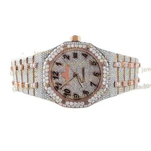 Luxury Wear Pass Diamond Tester Fecha automática Oro Rosa Dos tonos D VVS Totalmente helado Moissanite Diamond Hip Hop Reloj para hombres - Product Image 1