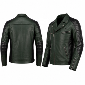 Blouson de moto classique en cuir unisexe |   Vert foncé, rouge, brun |   Fabricant OEM ODM |   Qualité de conception haut de gamme |   Vêtements de course | - Product Image 3