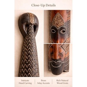 Vente en gros de sculptures murales en bois traditionnelles, faites à la main et écologiques |   Décoration artistique ethnique - Product Image 5