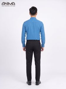 Chemise en bambou bleu marine pour homme ANIMA, respirante, décontractée et professionnelle - Product Image 3