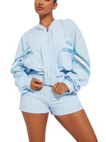 Ensemble de survêtement 2 pièces pour femme : veste demi-zip personnalisée en polyester et short de jogging, coupe-vent en nylon patchwork