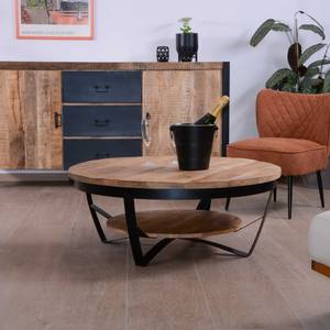 Vandana Silver Craft <b>Round</b> coffee <b>table</b> in <b>solid</b> mango <b>wood</b> and metal Andy diam. 90cm - Product Image 2