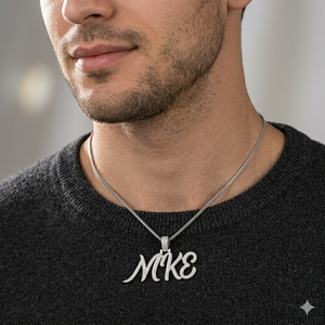 Trendy Minimalist jewelry 925 <b>Silver</b> Rhodium Plated Custom Initial Nameplate Iced Cursive Moissanite Diamond Pendants <b>Necklace</b> - Product Image 4