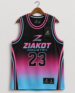 Wholesale Direct Ziakot Industry Custom Black Pink-Light Blue Throwback Basketball Jersey - Product Image 6