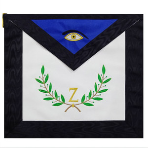 AASR 4th Degree Scottish Rite <b>apron</b> <b>white</b> lambskin Black edging MB monogram Machine embroidery symbolic craft ritual regalia - Product Image 3