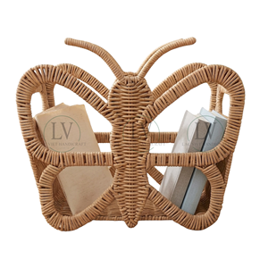 Panier de rangement en forme de papillon naturel, porte-livres en rotin écologique et organisateur de jouets pour enfants grande capacité, vente en gros Vietnam - Product Image 1