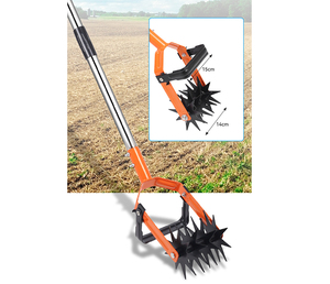 Cultivateur rotatif <span class=keywords><strong>VODA</strong></span> VRC-01C DIY, outil de jardinage en acier inoxydable, poignée longue en caoutchouc réglable, ergonomique, motoculteur manuel - Product Image 4