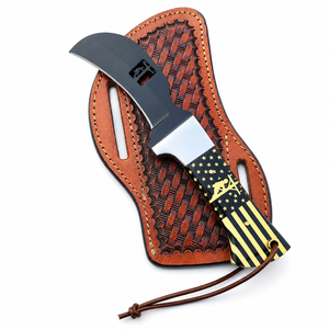 Couteau Hawksbill avec manche à motif drapeau américain, lame en acier inoxydable, étui en cuir, couteau de chasse de qualité DIY - Product Image 2