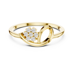 Bague infini en or jaune avec fleurs et diamants pour femme, élégante et minimaliste, bague de promesse florale, bijou raffiné, cadeau - Product Image 4