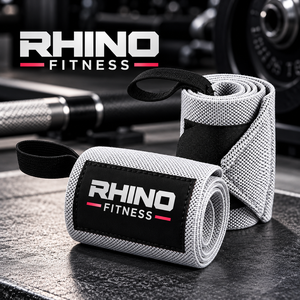 สายรัดข้อมือผ้าฝ้ายสีเทา RHINO FITNESS แบบมีแถบตีนตุ๊กแก สำหรับมือซ้าย สายรัดพยุงข้อมือสำหรับยกน้ำหนัก สำหรับผู้ใหญ่ ใช้ในการฝึกซ้อม - Product Image 1